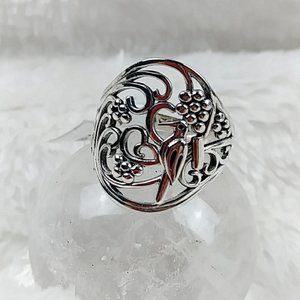 Sterling Silver Bird Ring Celtic Branches Animal Lover Ring